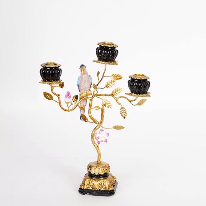 ESTHETI home Κηροπήγιο 3 Θέσεων ''Πουλιά'' Resin Μαύρο/