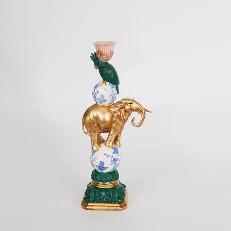 ESTHETI home Κηροπήγιο ''Ελέφαντας'' Resin Πράσινο/Χρυσ