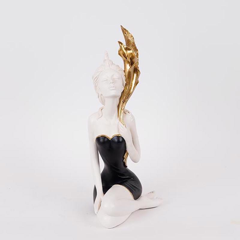 ESTHETI home Διακοσμητικό Γλυπτό Γυναίκα με Λουλούδι Μα