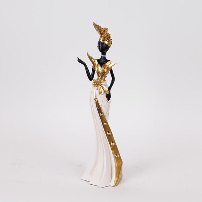 ESTHETI home Diakosmitiki Figura Gynaika Lefki/Xrusi 10x9x41cm 752-27206