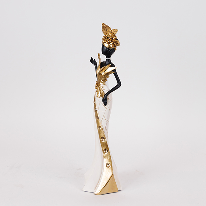 ESTHETI home Diakosmitiki Figura Gynaika Lefki/Xrusi 10x9x41cm 752-27206