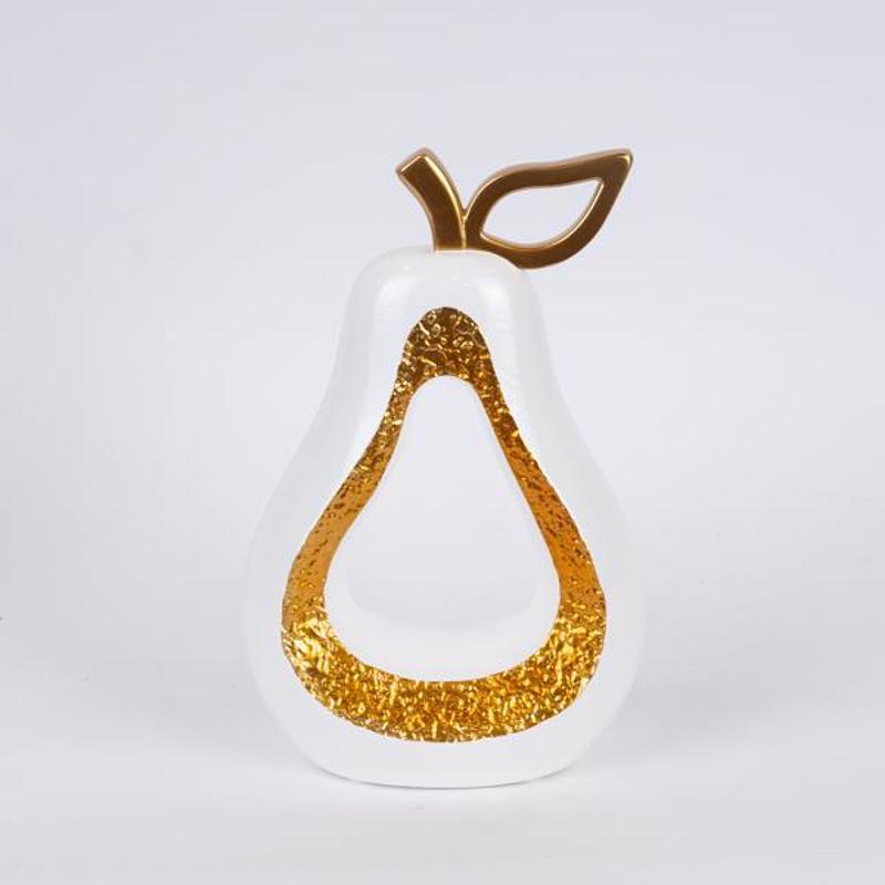 ESTHETI home Διακοσμητικό Αχλάδι Resin Λευκό/Χρυσό 16.8