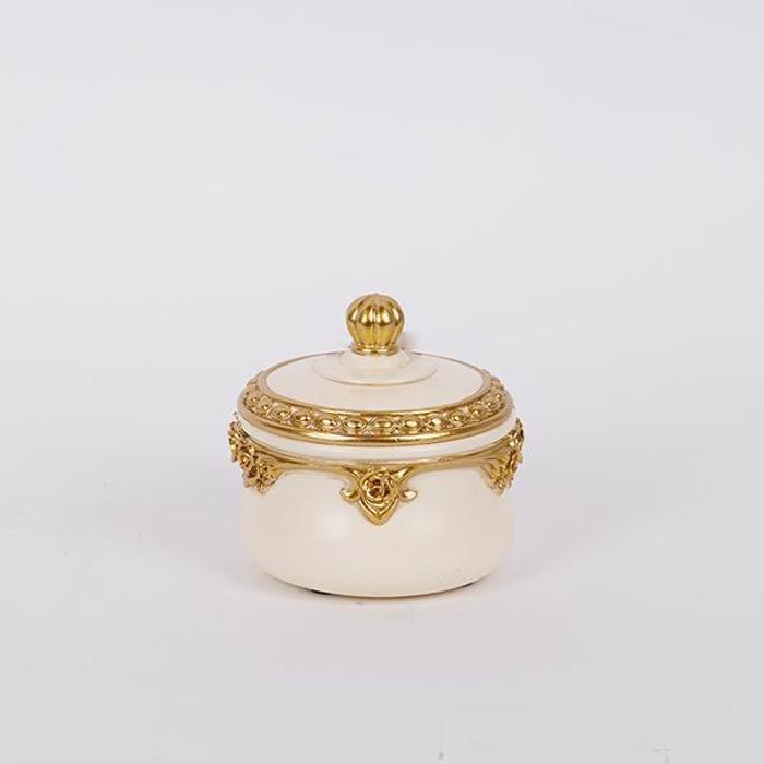 ESTHETI home Diakosmitiko Kouti Resin Lefko/Xruso 10.2x9.8x9.5cm 752-28618