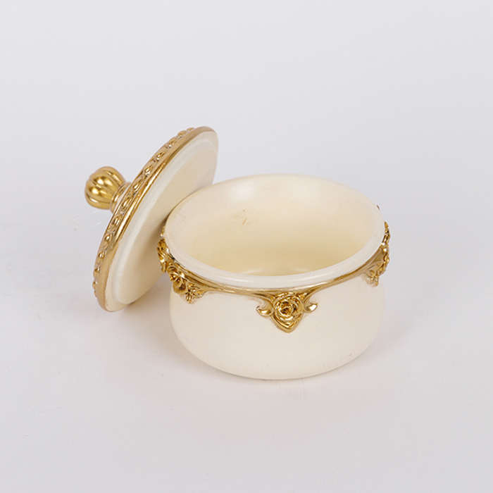 ESTHETI home Diakosmitiko Kouti Resin Lefko/Xruso 10.2x9.8x9.5cm 752-28618