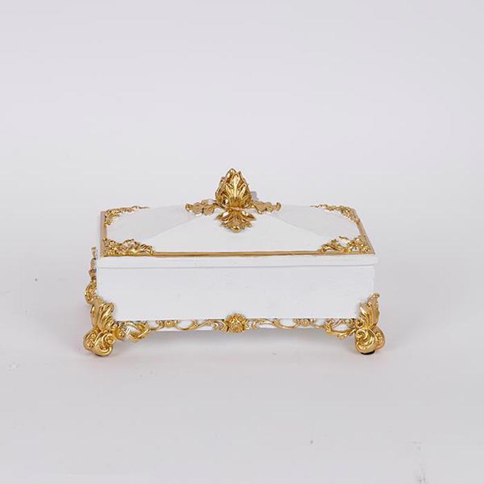 ESTHETI home Diakosmitiko Kouti Resin Lefko/Xruso 21.8x12x12cm 752-28619