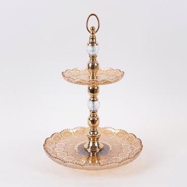 ESTHETI home Ορντερβιέρα Διώροφη Γυάλινη/Μεταλλική Μελί/Χρυσή 50x17x30m 754-11021