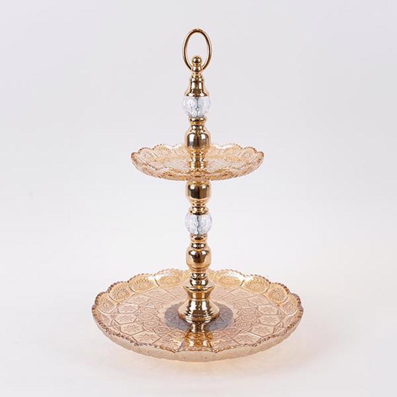 ESTHETI home Ορντερβιέρα Διώροφη Γυάλινη/Μεταλλική Μελί