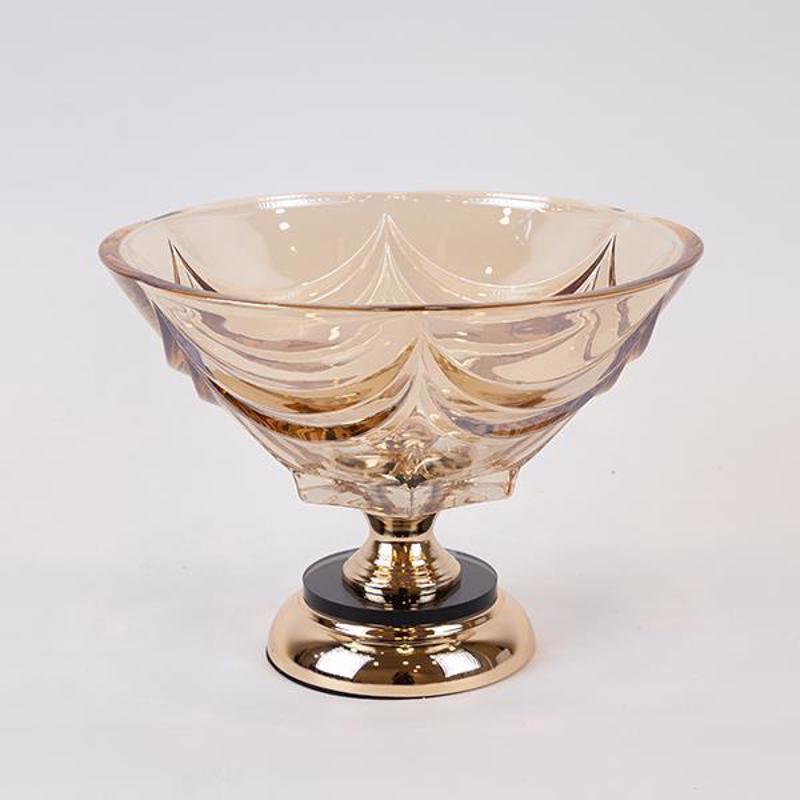 ESTHETI home Τουρτιέρα Μεταλλική/Γυάλινη Χρυσή Φ29x13cm