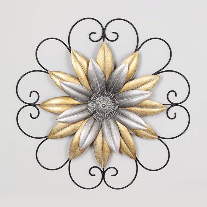 ESTHETI home Diakosmitiko Toixou Louloudi Metalliko Xruso/Asimi/Mavro F59x4.5cm 755-10011