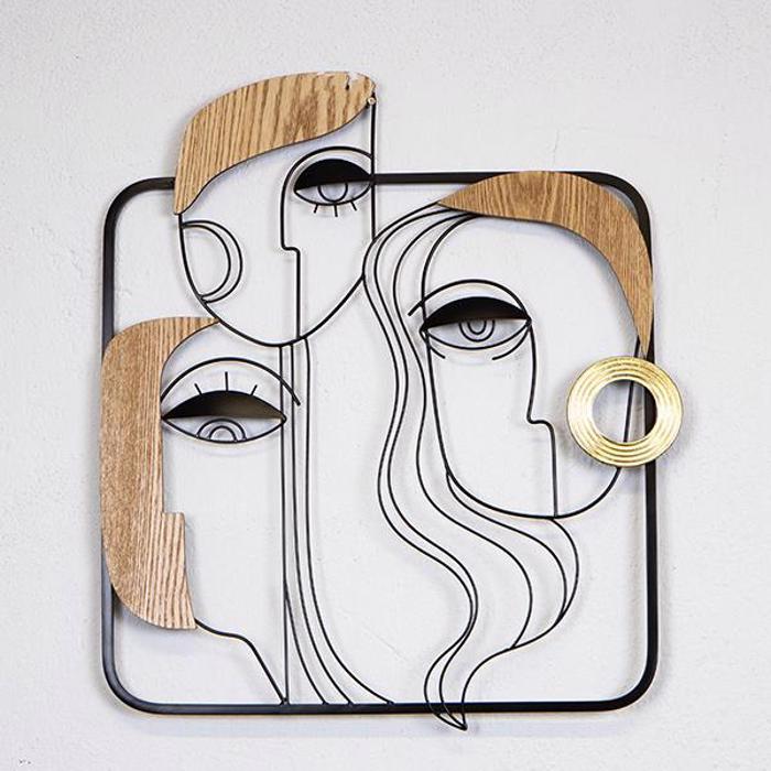 ESTHETI home Diakosmitiko Toixou ''Prosopa'' Metalliko Kafe/Mavro 52.1x1.9x61cm 755-10022