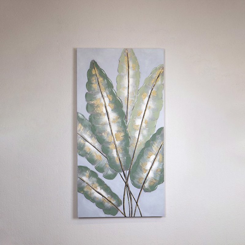 ESTHETI home Πίνακας Καμβάς ''Φύλλα'' Χρυσός/Πράσινος 6