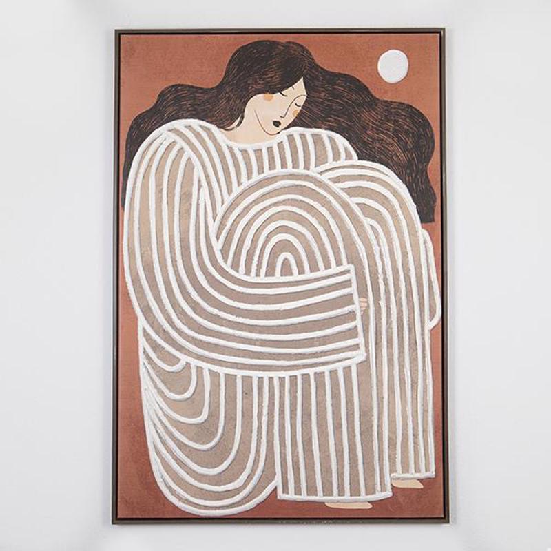 ESTHETI home - ΣΗΜΑΝΤΙΚΟ: Σε περίπτωση διαφοράς τιμής από το κατάστημα ισχύει παντα και μόνο η τιμή του καταστήματος ESTHETI home Πίνακας Καμβάς με Πλαίσιο ''Γυναίκα'' Μπεζ