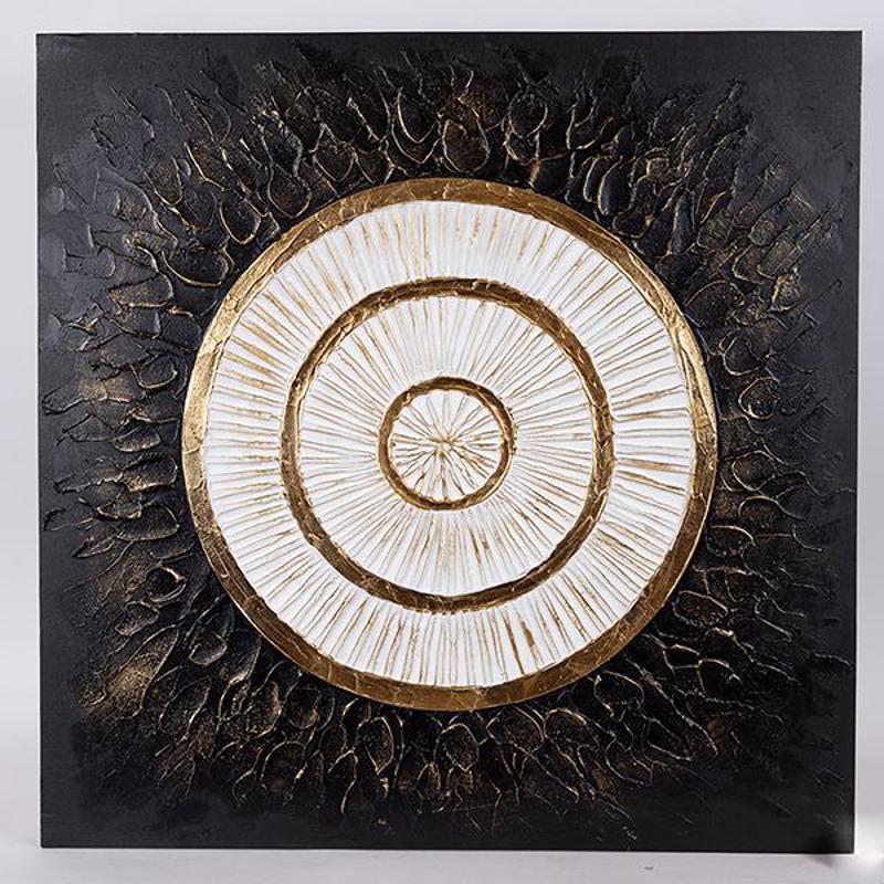 Πίνακες agiovlasitishome - ΣΗΜΑΝΤΙΚΟ: Σε περίπτωση διαφοράς τιμής από το κατάστημα ισχύει παντα και μόνο η τιμή του καταστήματος ESTHETI home Πίνακας Καμβάς Κύκλος Μαύρος/Χρυσός/Λευκός