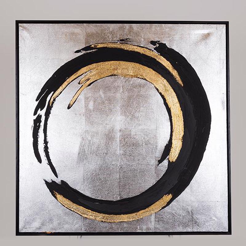 Πίνακες agiovlasitishome - ΣΗΜΑΝΤΙΚΟ: Σε περίπτωση διαφοράς τιμής από το κατάστημα ισχύει παντα και μόνο η τιμή του καταστήματος ESTHETI home Πίνακας σε Καμβά Κύκλος Μαύρος/Χρυσός/Ασημ