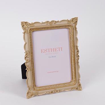 ESTHETI home Κορνίζα (13x18cm) Resin Εκρού/Χρυσή 17.9x1.9x28.8cm 756-12194