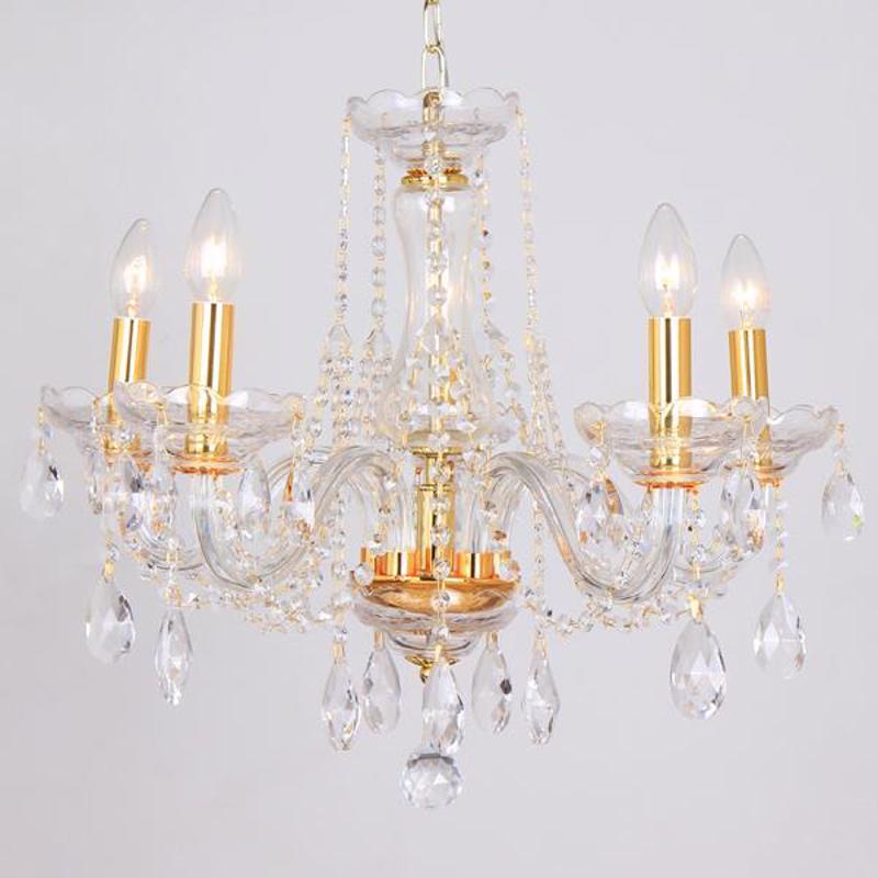 ESTHETI home - ΣΗΜΑΝΤΙΚΟ: Σε περίπτωση διαφοράς τιμής από το κατάστημα ισχύει παντα και μόνο η τιμή του καταστήματος ESTHETI home Πολυέλαιος Πεντάφωτος με Κρύσταλλα Χρυσός