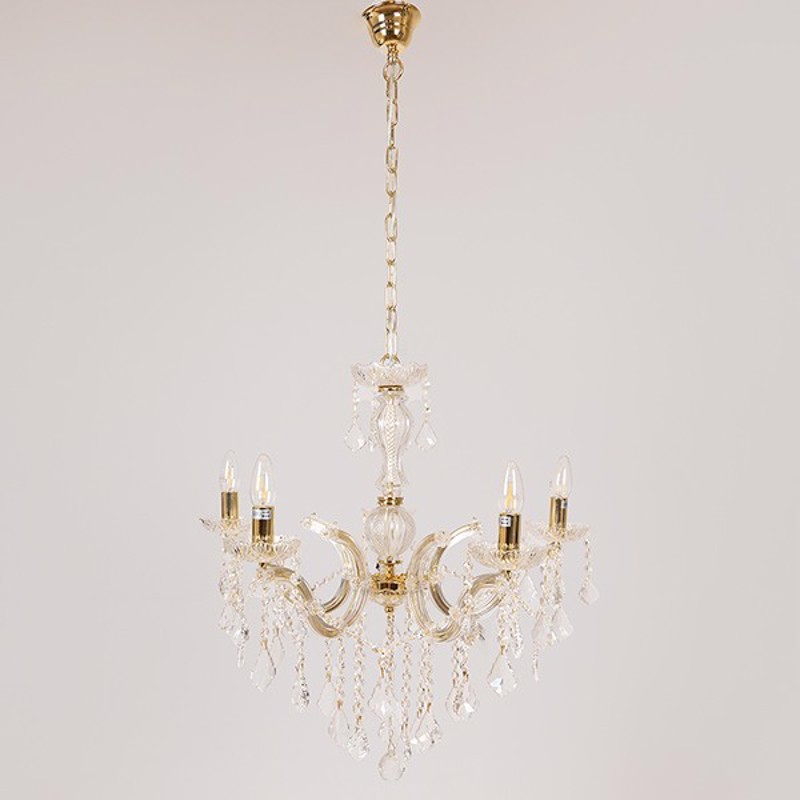 ESTHETI home Πολυέλαιος Πεντάφωτος με Κρύσταλλα Χρυσός 