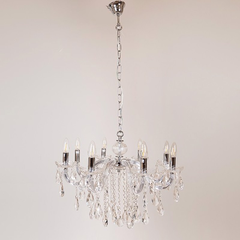 ESTHETI home - ΣΗΜΑΝΤΙΚΟ: Σε περίπτωση διαφοράς τιμής από το κατάστημα ισχύει παντα και μόνο η τιμή του καταστήματος ESTHETI home Πολυέλαιος Οχτάφωτος με Κρύσταλλα Διάφανος