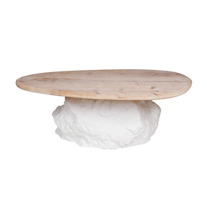 ESTHETI home Trapezi Xulino/Resin Lefko/Fusiko 105x63x35cm 810-00020