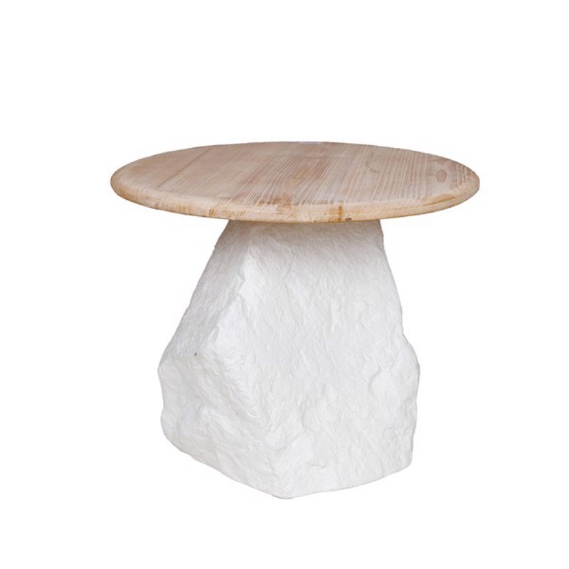 ESTHETI home Τραπέζι Ξύλινο/Resin Λευκό/Φυσικό Φ60x44cm 810-00021