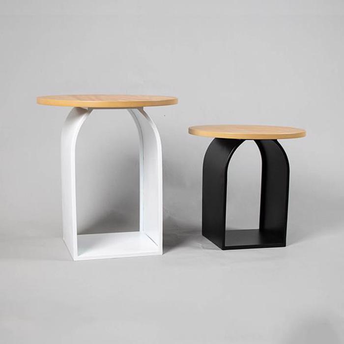 ESTHETI home Set ton 2 Boithitiko Trapezi Metalliko/Xulino Lefko/Fusiko/Mavro 40x40x45cm/35x35x35cm 810-00036