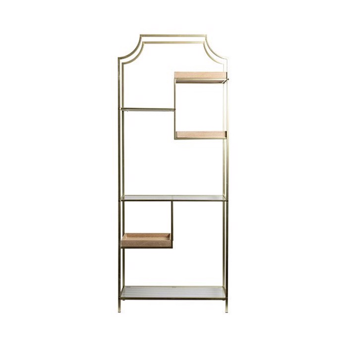 ESTHETI home Rafiera Metalliki Xrusi me Rafia apo Gyali/MDF Diafana/Fusika 69x30.5x175.5cm 810-00039