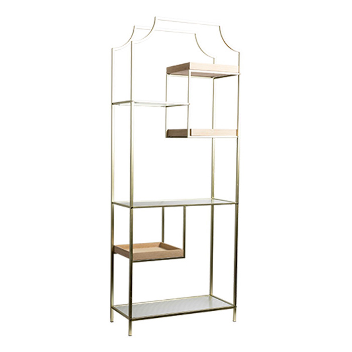 ESTHETI home Rafiera Metalliki Xrusi me Rafia apo Gyali/MDF Diafana/Fusika 69x30.5x175.5cm 810-00039