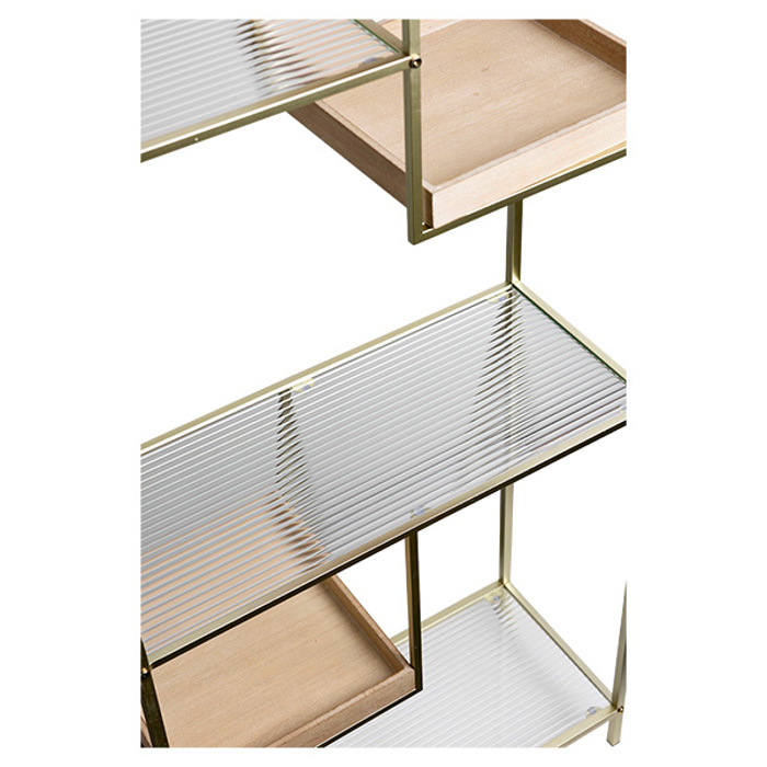 ESTHETI home Rafiera Metalliki Xrusi me Rafia apo Gyali/MDF Diafana/Fusika 69x30.5x175.5cm 810-00039