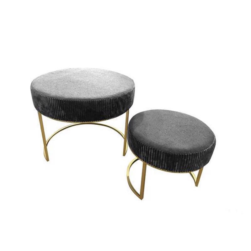 ESTHETI home - ΣΗΜΑΝΤΙΚΟ: Σε περίπτωση διαφοράς τιμής από το κατάστημα ισχύει παντα και μόνο η τιμή του καταστήματος ESTHETI home Σετ των 2 Σκαμπό Βελούδινο Γκρι με Μεταλλι