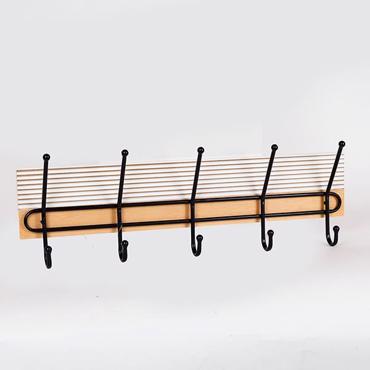 ESTHETI home Κρεμάστρα Τοίχου 5 Θέσεων Μεταλλική/Ξύλινη Μαύρη/Φυσική 60x9x20cm 810-00069
