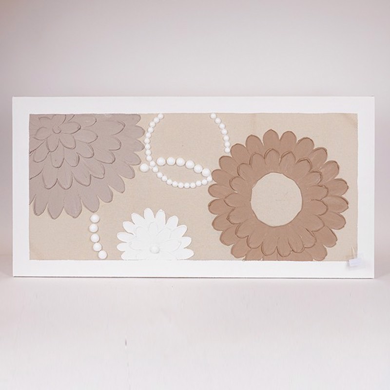 ESTHETI home Πίνακας Καμβάς Λουλούδια Μπεζ/Λευκός/Καφέ 