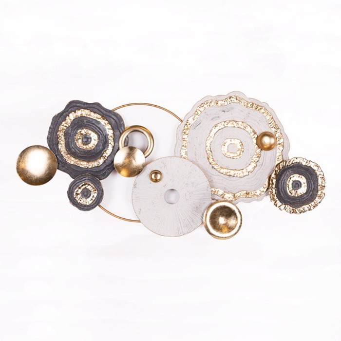 ESTHETI home Diakosmitiko Toixou Metalliko Ggri/Xruso/Lefko 127.5x6x63cm 812-30007