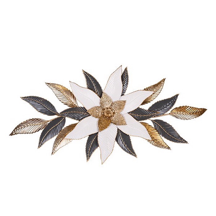 ESTHETI home Diakosmitiko Toixou ''Louloudi'' Metalliko Lefko/Ggri/Xruso 133x6x66.5cm 812-30011