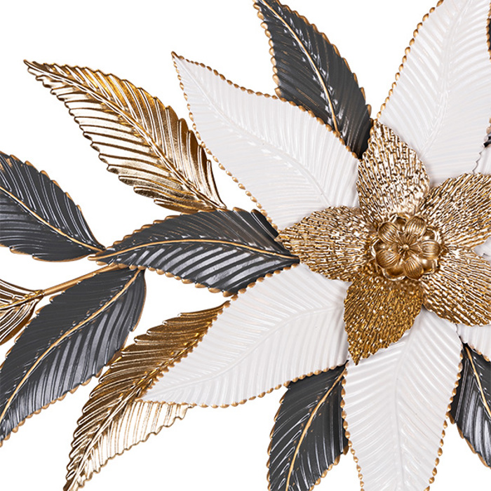 ESTHETI home Diakosmitiko Toixou ''Louloudi'' Metalliko Lefko/Ggri/Xruso 133x6x66.5cm 812-30011