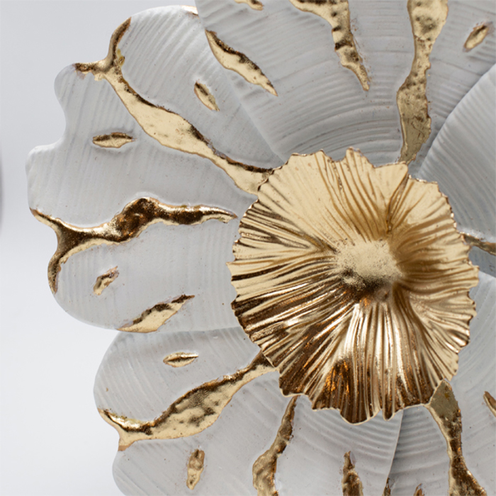 ESTHETI home Diakosmitiko Toixou ''Louloudi'' Metalliko Lefko/Xruso 28x5x29cm 812-30013