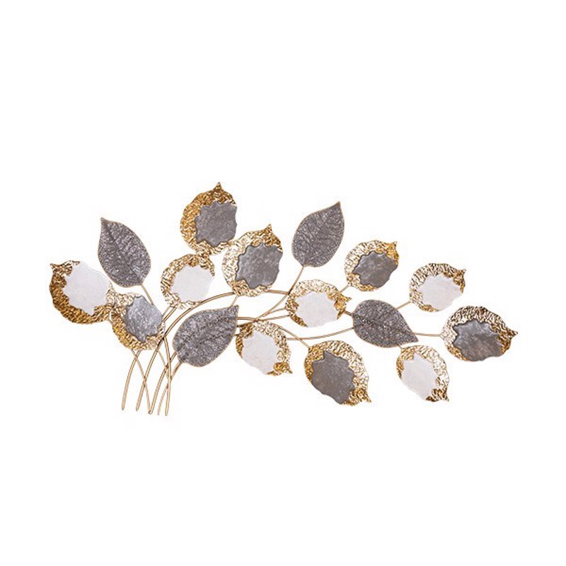 ESTHETI home - ΣΗΜΑΝΤΙΚΟ: Σε περίπτωση διαφοράς τιμής από το κατάστημα ισχύει παντα και μόνο η τιμή του καταστήματος ESTHETI home Διακοσμητικό Τοίχου με Φύλλα Μεταλλικό Γκρ