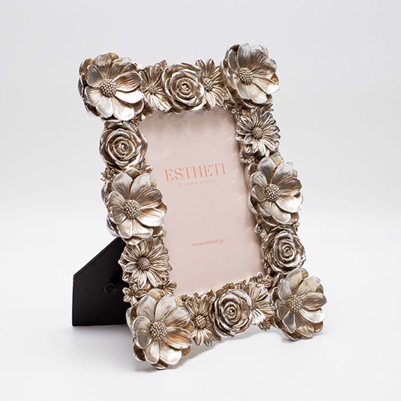 ESTHETI home - ΣΗΜΑΝΤΙΚΟ: Σε περίπτωση διαφοράς τιμής από το κατάστημα ισχύει παντα και μόνο η τιμή του καταστήματος ESTHETI home Κορνίζα (13x18cm) με Λουλούδια Resin Ασημί