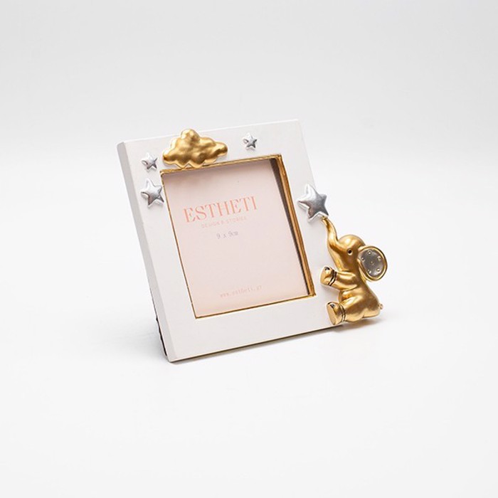 ESTHETI home Paidiki Korniza ''Elefantaki'' Resin Lefki/Xrusi 15.3x2x12.5cm 815-00047