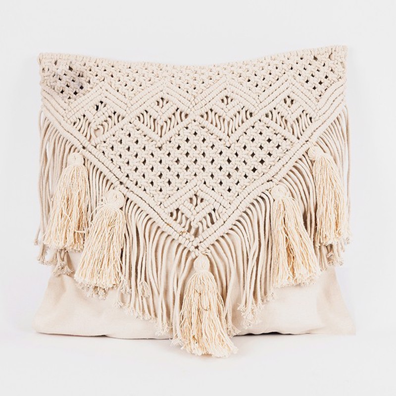 ESTHETI home Μαξιλάρι με Γέμισμα Μακραμέ Μπεζ 45x45cm 8