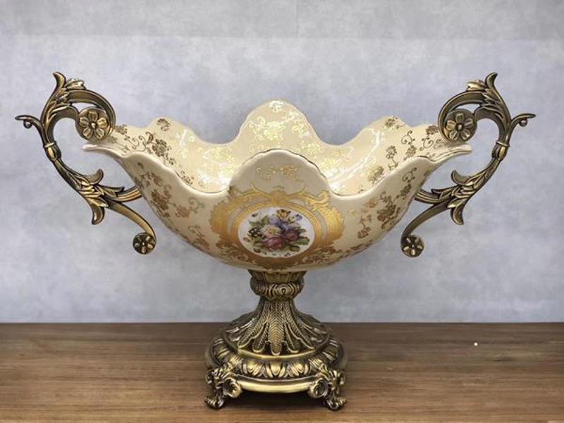 ESTHETI home Φοντανιέρα από Πορσελάνη Μπεζ/Χρυσή 52x26x