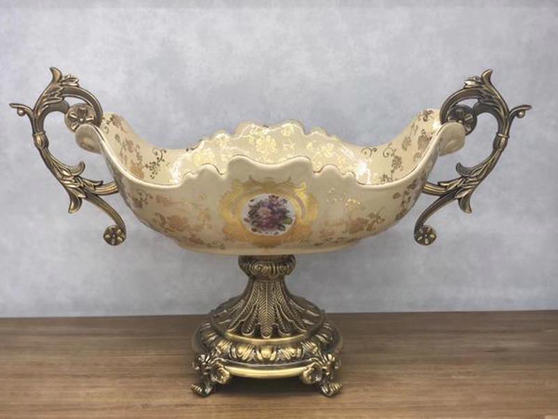 ESTHETI home Φοντανιέρα από Πορσελάνη Μπεζ/Χρυσή 50.5x2