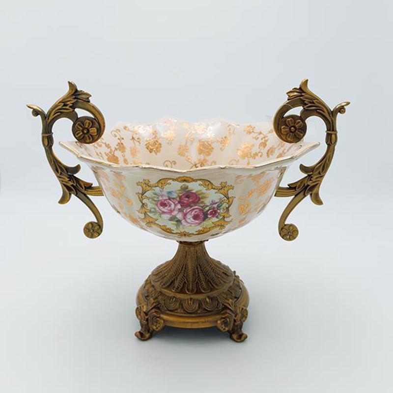 ESTHETI home Φοντανιέρα από Πορσελάνη Μπεζ/Χρυσή 42.5x2