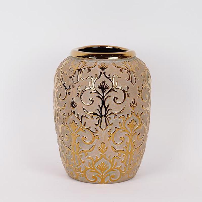 ESTHETI home - ΣΗΜΑΝΤΙΚΟ: Σε περίπτωση διαφοράς τιμής από το κατάστημα ισχύει παντα και μόνο η τιμή του καταστήματος ESTHETI home Βάζο Κεραμικό Χρυσό Φ19.5x25.5cm 819-00138