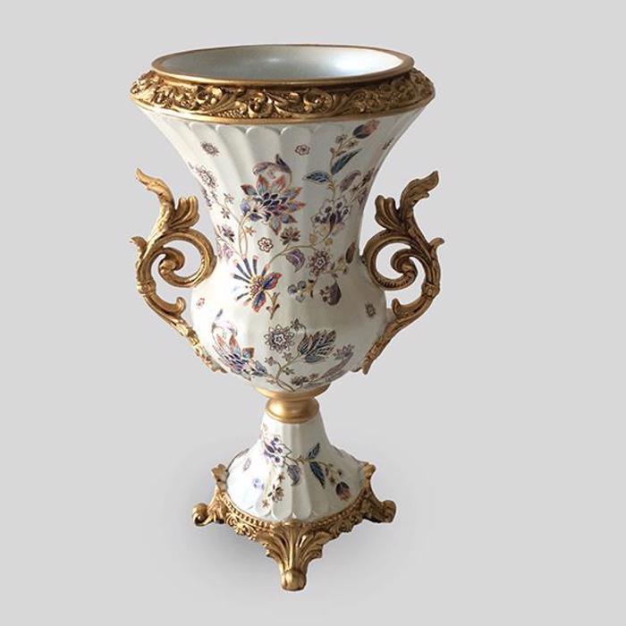 ESTHETI home Bazo Porselanis me Resin Lefko/Xruso me Louloudia F24x46cm 819-00150