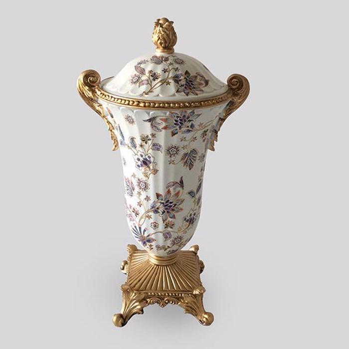 ESTHETI home Fontaniera Porselanis/Resin Lefki/Xrusi me Louloudia 25x20x47cm 819-00153