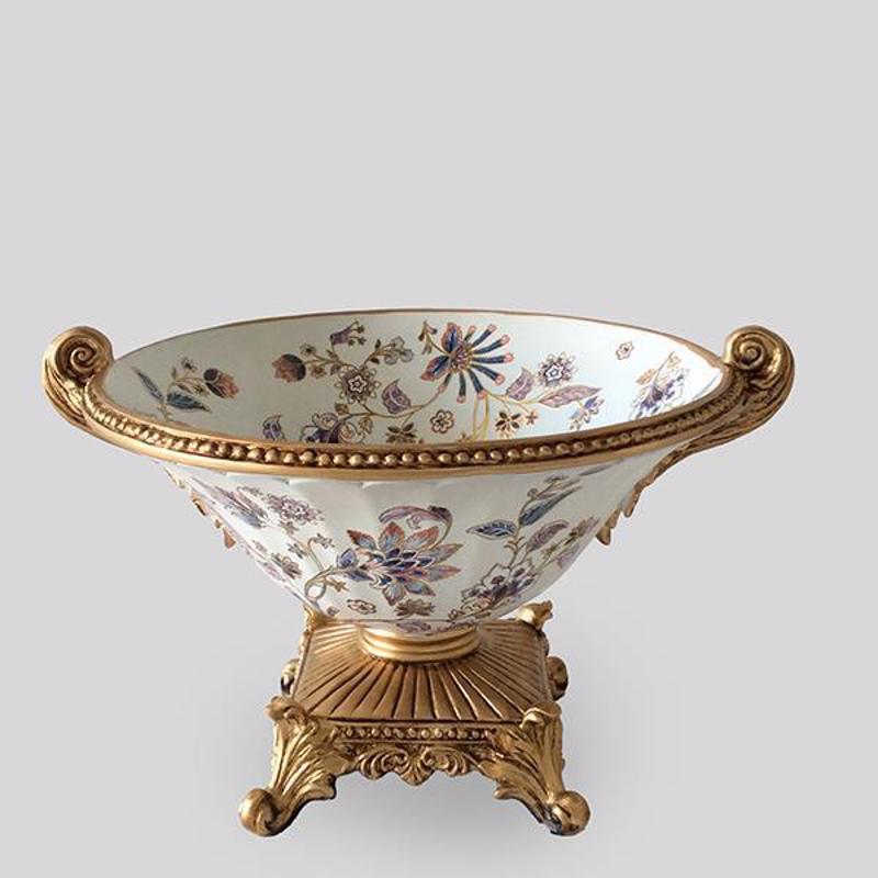 ESTHETI home Φοντανιέρα Πορσελάνης/Resin Λευκή/Χρυσή με