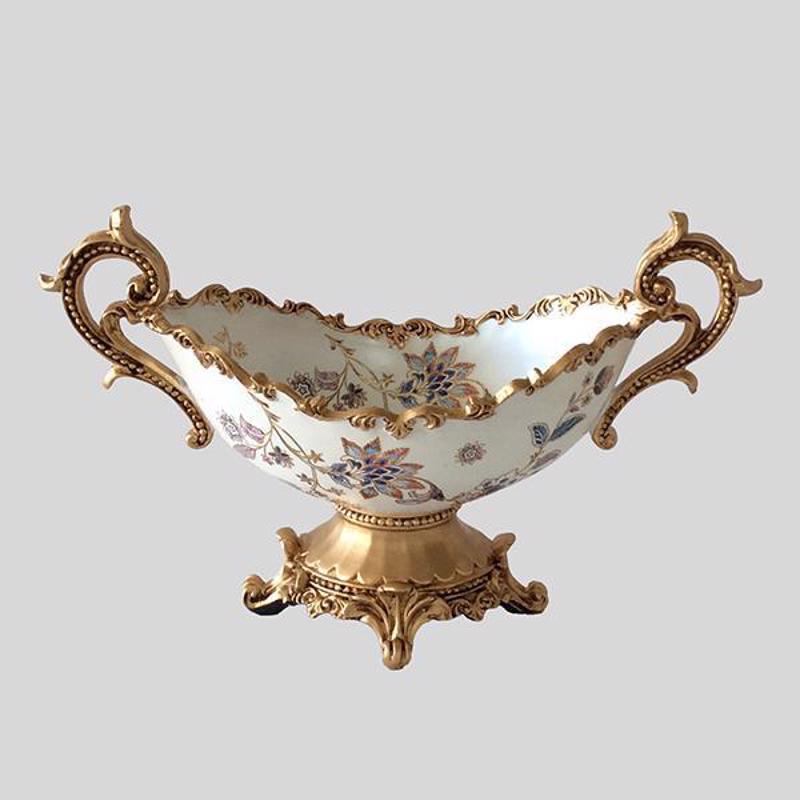 ESTHETI home - ΣΗΜΑΝΤΙΚΟ: Σε περίπτωση διαφοράς τιμής από το κατάστημα ισχύει παντα και μόνο η τιμή του καταστήματος ESTHETI home Φοντανιέρα Πορσελάνης/Resin Λευκή/Χρυσή με