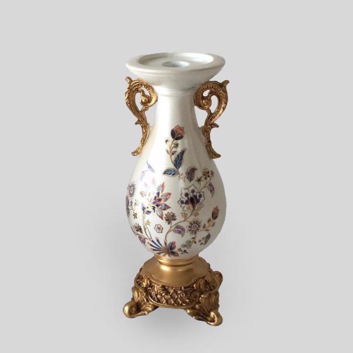 ESTHETI home Kiropigo Porselanis/Resin Lefko/Xruso me Louloudia 12x11x29cm 819-00161