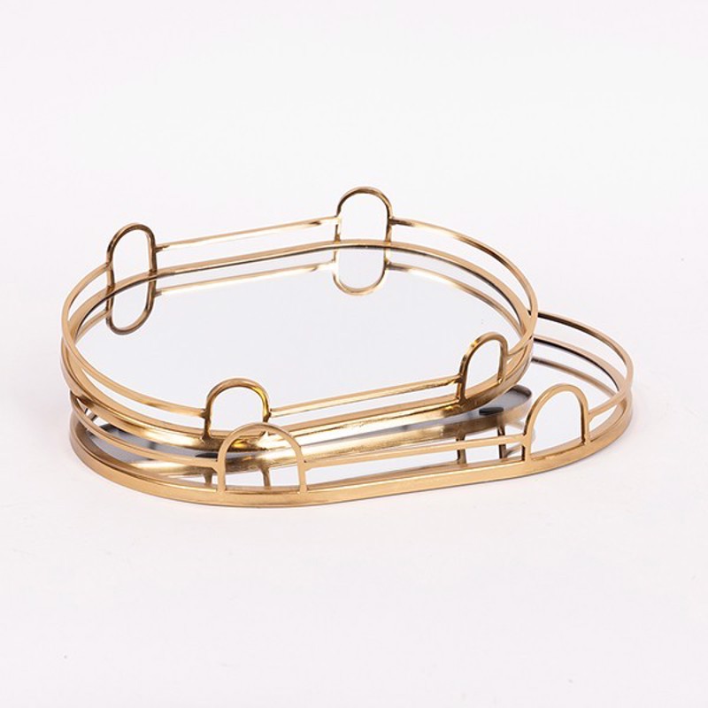 ESTHETI home Σετ των 2 Δίσκος Μεταλλικός Χρυσός με Καθρ