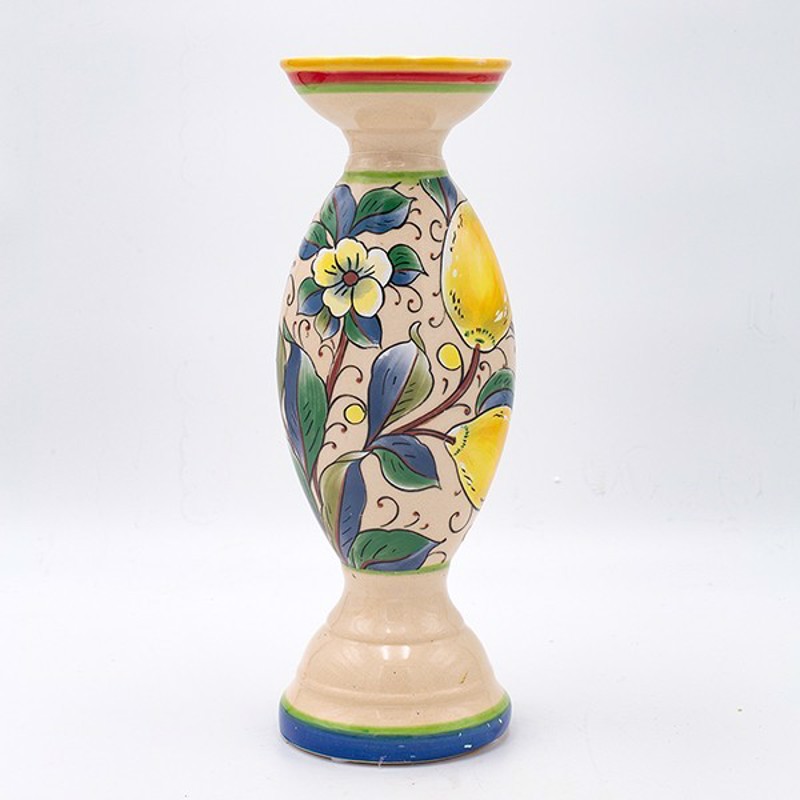 ESTHETI home - ΣΗΜΑΝΤΙΚΟ: Σε περίπτωση διαφοράς τιμής από το κατάστημα ισχύει παντα και μόνο η τιμή του καταστήματος ESTHETI home Κηροπήγιο Κεραμικό Μπεζ με Λεμόνια Φ10.2x3